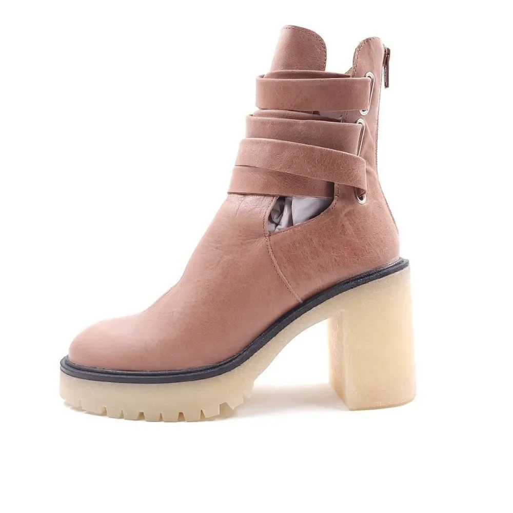 Free People Jesse Cutout Platform Boot Womens Size 38 English Tan